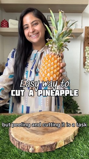 The easiest way to cut a pineapple at home !! What do you think ?? #PineappleCutting #PineappleHack #Pineapple | Neha Deepak Shah