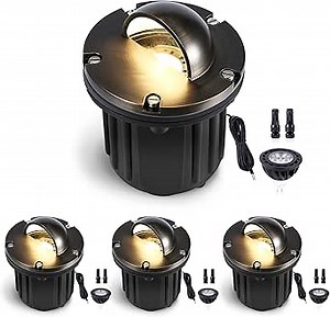 Gardenreet Well Lights Landscape LED - Brass Ip65 Low Voltage Replaceable Bulb In-Ground Lighting, 12V Wired Directional Fixture, Antique Bronze for Patio Lawn Yard with 5000K Daylight White MR16 Bulb - Amazon.com