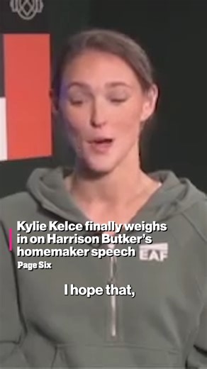 Kylie Kelce said that Harrison Butker is “entitled” to his own opinion while addressing his controversial and sexist commencement speech in a new interview. | New York Post Video