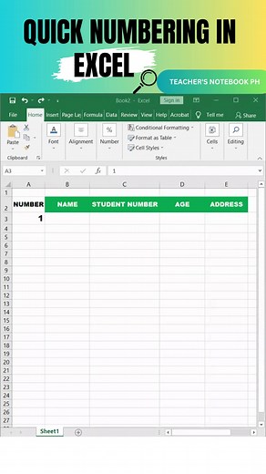 2.8K views · 50 reactions | Quick Numbering in Excel #Excel #microsoftexcel #microsoftexceltips #microsoftexceltraining #microsoftexceltutorial #Microsoft #Microsoft365 #MicrosoftOffice | Teacher's Notebook PH | Facebook