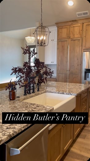 Red Dirt Dreams Build | Utah on Instagram: "This hidden butlers pantry in our kitchen is probably what we get the most compliments on when people come over and check out the house we built! We still want to add floating shelving over the appliances. What do you think, would you want a hidden butler’s pantry in your home? #goals #ownerbuilder #selfbuild #newbuild #newbuildhomes #kitchen #pantry #butlerspantry #cabinets #houseplans"