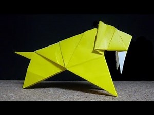 Paper Saber Tooth Tiger - 🐯- Smilodon Origami - How to make origami smilodon