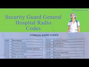 Security Guard Common Radio Codes for the hospitals