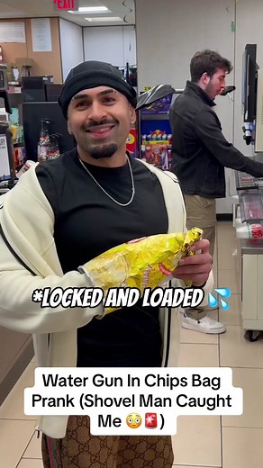 Water Gun In Chips Bag Prank | Funny Shovel Man Reaction