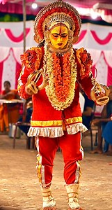 Bhoota Kola 🙏Bhoota Kola, also known as Bhootaradhane, is a traditional spirit worship ritual practiced by the Tulu-speaking community in coastal Karnataka, India.It involves invoking and personifying local deities or spirits (called Daivas or Bhootas) through dance and drama. These spirits are believed to protect the village and its people.#bhootakola #divine #tulunad #beautyoftulunad #udupi #mudradi #kola #kalkuda #varthekalkuda #udupitourism #karnataka #karnataktourism | Dept of Tourism, Udu