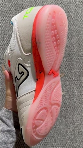 Joma Top Flex IC Futsal Indoor Soccer Shoes - White/Neon Orange/Bright Blue