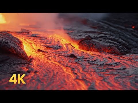 Volcanic Lava Flow for 1 Hour in 4K – Relaxing Sounds for Sleep, Study, or Focus