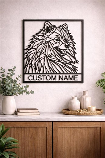 Japanese Spitz Samoyed Style Geometric Male Dog Wall Art SVG DXF - Etsy