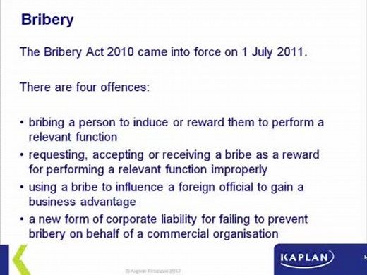 Criminal Offences  under the (UK) Bribery Act 2010
