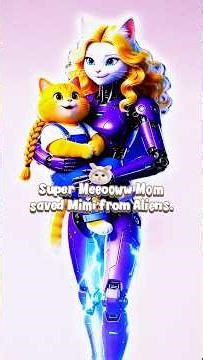 Super Meeooww saves her daughter Mimi from Aliens. #catstory #superhero #ai