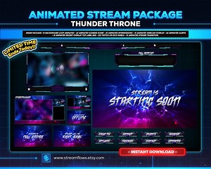Thunder Throne Animated Twitch - Kick - Youtube Stream Overlay Pack for OBS & Streamlabs - Etsy UK