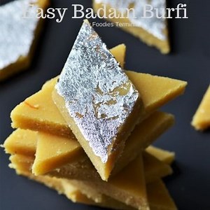 Badam Burfi with Almond Flour | Almond Burfi (Video) » Foodies Terminal