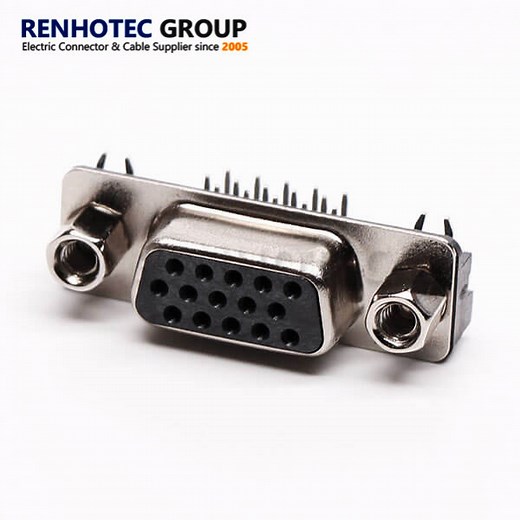 [Hot Item] Slim D Sub 15pin Right Angle Female Connectors with Screw Lock dB15 PC Connector