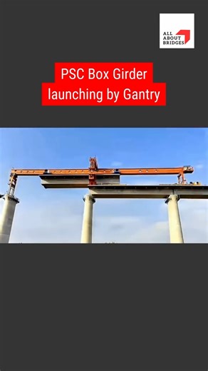 PSC Box Girder launching by Gantry #bridges #bridge #construction #civil #rdso #bridgedesign #shorts