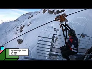 Aiguille Rouge Zipline (4K) POV - Les Arcs, Jan 2024