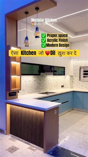 #1 Latest Modular Kitchen Design 2026 ✨ Premium Acrylic Finish | Space Saving with Breakfast Counter