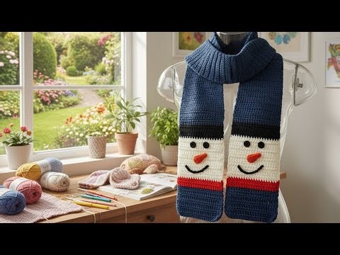 Christmas: Crochet Snowman scarf/ How to Crochet a Snowman Scarf ⛄️🌲beginners friendly