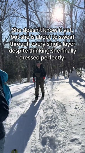Never once have a figured out how many layers are the answer. I am a woman of varied temperatures. #skiing #backcountryskiing #skitok #skitouring