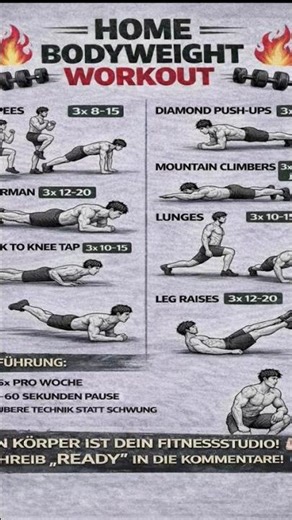 15-Minuten HOME WORKOUT 💪 Kein Gym nötig | Fett verbrennen & Muskeln aufbauen