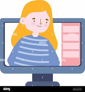 online party, meeting friends, woman computer celebrating event vector illustration Stock Vector Image & Art - Alamy