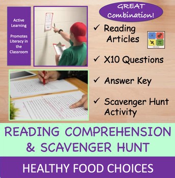 Food Choices in Health Reading Passages & Scavenger Hunt Bundle