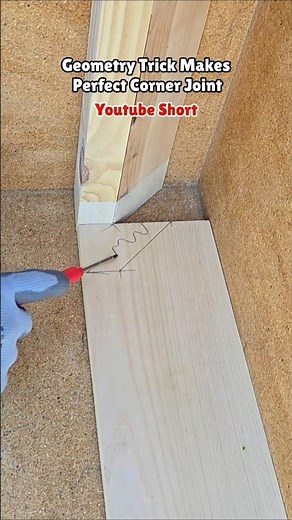 This Geometry Trick Makes Perfect Corner Joints! 🔥🪚| Wood working #shorts #geometry #tricks