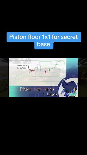 Piston Floor Drop 1x1 Tutorial for Minecraft