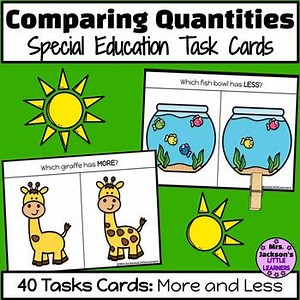 Comparing Quantities More and Less Math Task Cards