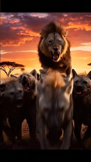 The Lion King Chases the Hyenas #lion #hyenas #animals