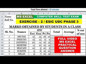 ISRO CPT PREVIOUS YEAR QUESTION PAPER PDF SKILL TEST | MS EXCEL PRACTICAL QUESTION PAPER EXERCISE 2