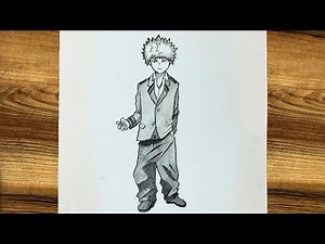 How to draw Katsuki Bakugo full body || Pencil sketch for beginners