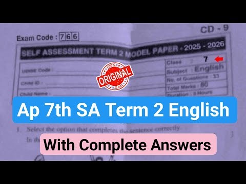 7th English Sa2 exam question paper 2026 with answers|💯Ap English 7th class sa term-2 model paper