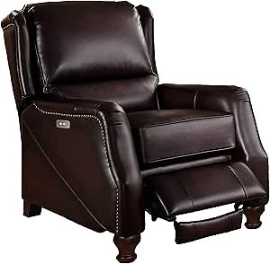 Hydeline Davis Leather Power Recliner, Dark Brown