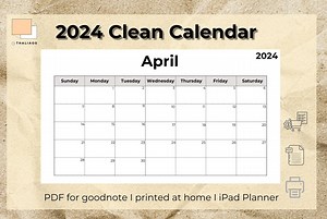 2024 Printable Calendar - Formal Design, Canva Calendar Size, Sunday Start, Planner, Digital Product, Goodnote Planner, PDF File - Etsy