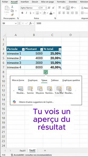 Calcul de Pourcentage Ultra-Rapide avec l'Outil d'Analyse Rapide d'Excel ! ⚡