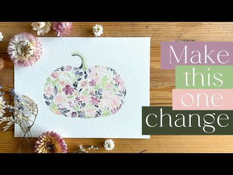 Watercolour Flower Filled Pumpkin 🍂 Master Brush Control & Fall Florals