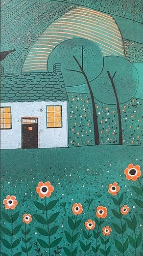 The House with the Bird – reduction linocut print