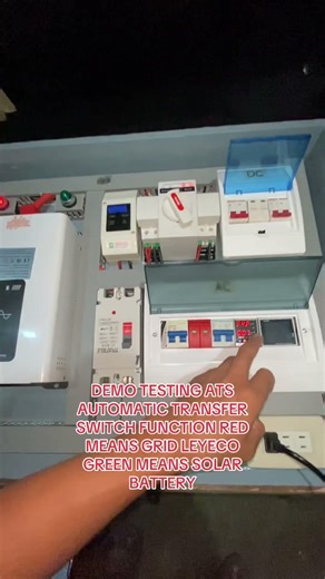 DEMO TESTING ATS AUTOMATIC TRANSFER SWITCH FUNCTION RED MEANS GRID LEYECO GREEN