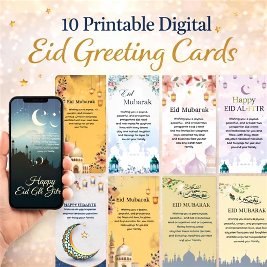 10 Eid Mubarak Cards | Islamic Greeting Designs (digital Download) - Etsy