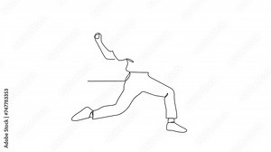 Animated self drawing of Baseball player video illustration. baseball player throwing, catching, hitting and running to base, and sliding. Continuous line sports design video design illustration.