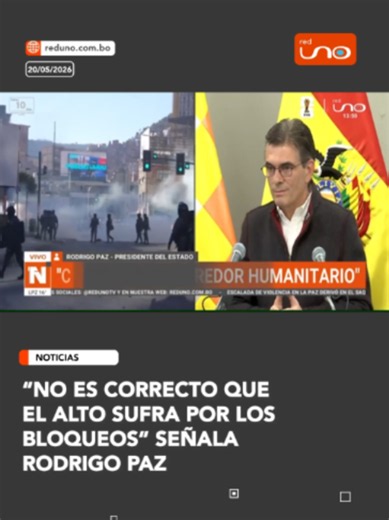 “Hoy El Alto no puede comer verduras, el pollo y la carne han subido a precios exorbitantes. Mientras tanto, en el resto del país los alimentos cuestan más barato. No es correcto que El Alto tenga que sufrir falta de alimentos, salud y combustible cuando existen espacios de diálogo”, señaló Rodrigo Paz. ▶️ Más información en www.reduno.com.bo #RedUno #RedUnoDigital #Bolivia #Notivision #RodrigoPaz