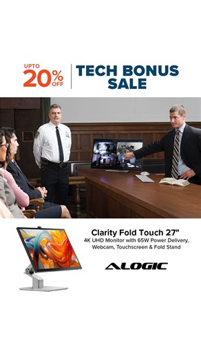 The future firm uses a 4K touchscreen monitor that folds. 🚀 Change the way you manage billable hours and case files. ✅ 4K UHD: Ultra-sharp glass-front panel. ✅ Fold Stand: World's most flexible stand. ✅ 65W PD: Charges laptop via USB-C. 🤚 Control: Natural touch for all legal apps. https://ca.alogic.co/products/clarity-fold-touch-27-4k-uhd-monitor-with-65w-power-delivery-webcam-touchscreen-fold-stand | ALOGIC Canada