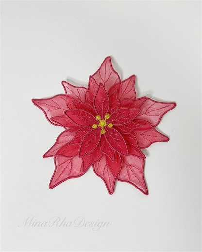 Poinsettia Flower Machine Embroidery Pattern - Etsy