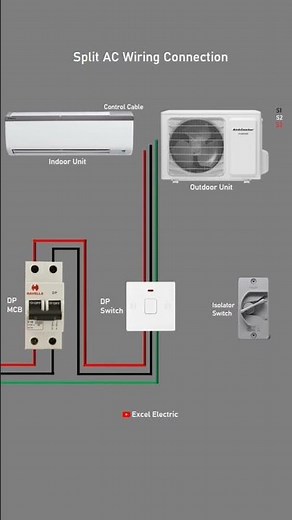 Split AC Wiring Connection. #shorts #short || shorts || short || Excel Electric ||
