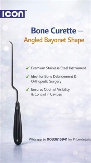 Bone Curette Angled Bayonet Shape