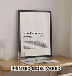 PRINTED School Secretary Poster, Funny Definition of School Secretary Print Wall Art Gift Wall Decor, Printed and Framed Home Office Decor - Etsy