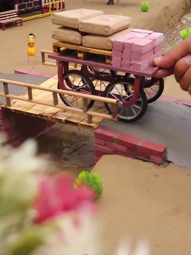 Mini Bridge Construction with Mini Bricks and Wood