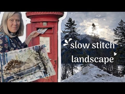 Slow stitch landscape fabric postcard & fabric journal ideas PROCESS VIDEO 