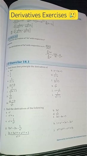 Derivatives Exercises 🥲|| class 11