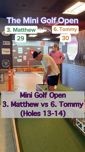 The Mini Golf Open, Round 1 | 3. Matthew vs 6. Tommy (Holes 13-14) #twintourgolf #golf #minigolf #miniputtputt #minigolfcourse #tournament #reels #shorts #minigolfopen #openchampionship | Twin Tour Golf